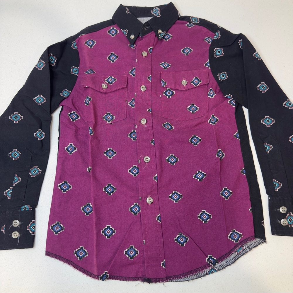 Vtg Wrangler Brushpopper Shirt with Multicolor Pattern